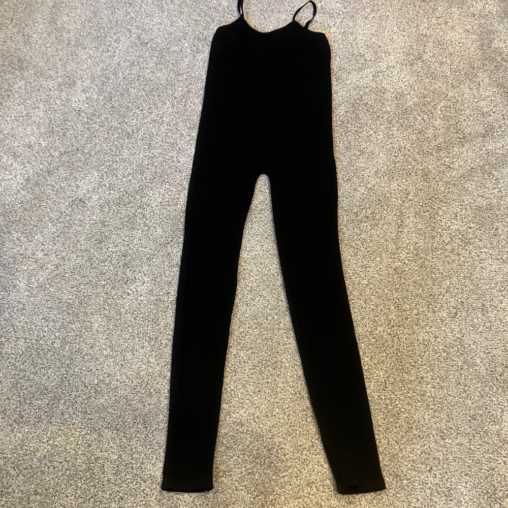 Fct with love BASICS Black Ribbed Cami Jumpsuit Catsuit Medium Bodycon Layering